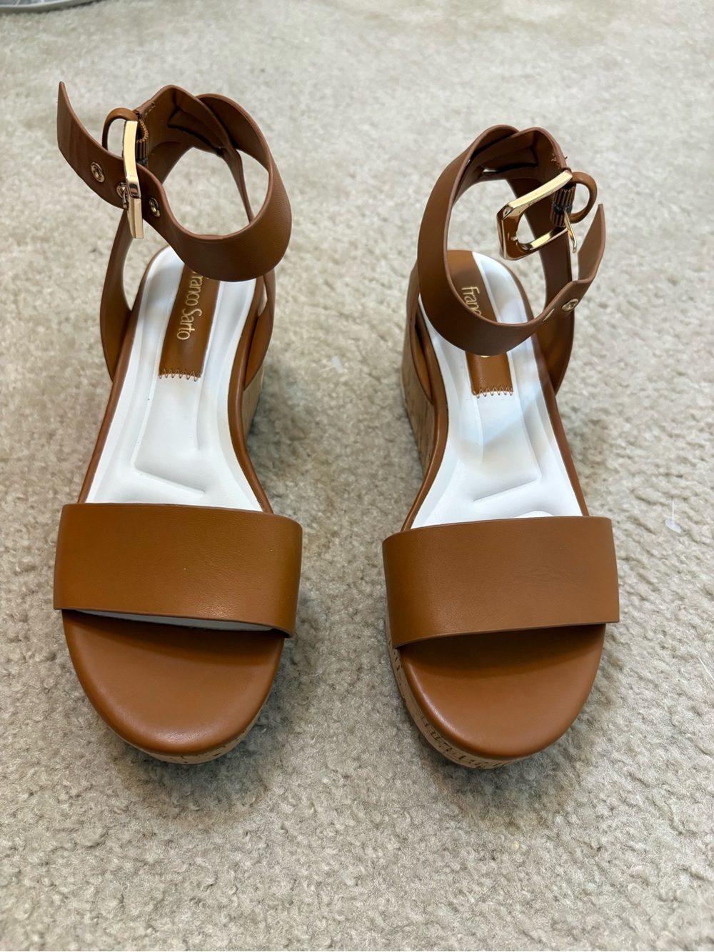 Brown Wedge Sandals with Ankle Strap